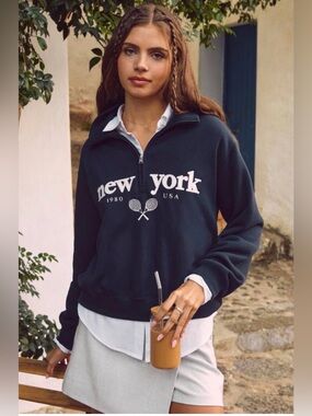 Hollister Navy Cowl Neck 'New York' Pullover